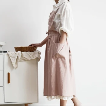 Japansk Stil Bomuld Forklæder Solid Farve Bandage Køkken Til Madlavning, Bagning Wrap Kjole Blomsterhandler
