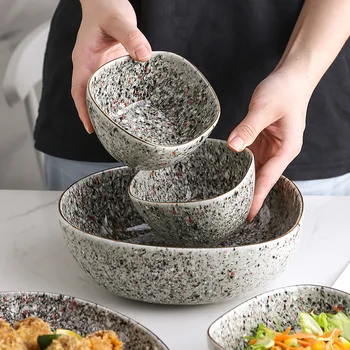 Japansk Stil Keramiske Bøf Mad Plade Service Sæt Husstand Kreative Keramisk Porcelæn Skål Skålen Middag Sæt
