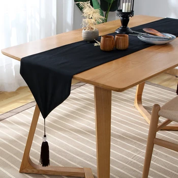 Japansk Stil Solid Farve bordløber Enkel Te Sæt Dekoration Hvid Sort spisebord Kvast bordløber Hjem Værktøjer LD243