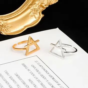 Japansk-koreanske Version INS Stil et Kreativt Design, Simple geometriske Trekant Tekstur S925 Sterling Sølv Åbning Lady Party Ring