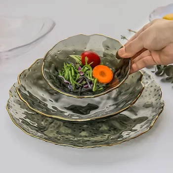 Japansk-stil Jinbyon glas plade hjem blonder plade af frugt og grøntsager plade restaurant bøf skuffe skuffe lavvandede plade dumpling