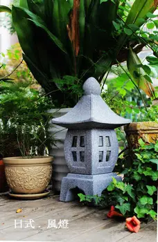 Japansk-stil sten lanterne indre gårdhave ler vind lampe græsplæne stenhøjen havearbejde landskab lampe imiteret sten mønster lampe