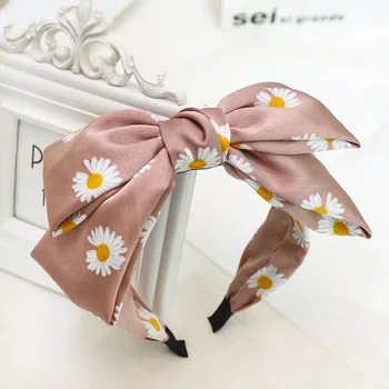 Japanske Og Koreanske Små, Friske Stoftryk Hovedbøjle Dobbelt Sløjfe Lille Daisy Hårbånd Til Kvinder