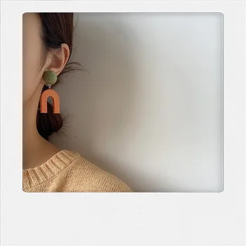 Japanske og koreanske retro kontrast farve, træ-2021 nye trendy øreringe, lange, tynde og ins-stil simpelt øre clips, kvindelige fritid