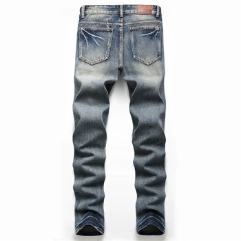 Jeans til Mænd Casual Rippet Hiphop Bukser maling farve Lige Jean For Mandlige Nødlidende Denim Bukser Personlighed Streetwear