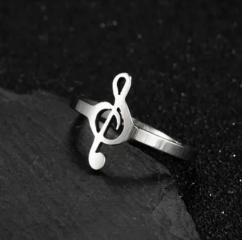 Jisensp Romantisk Musik Note Finger Ring Mode Smykker til Kvinder, Piger Justerbar Ring Jubilæum Engagement Kærlighed Gave