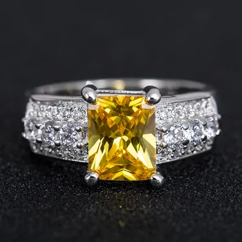 JoiasHome Fashion Sølv 925 Smykker Luksuriøse Ring For Kvinder Geometri Gemstone-Pladsen Citrin Ruby Zircon Party Gave Engros