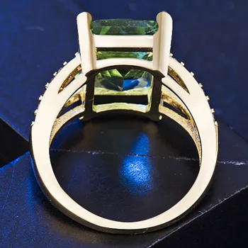 JoiasHome klassiske 925 sterling sølv ring enkel guld med græs grønne perle-pladsen kvindelige ring bryllupsfest engros gave