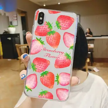 Jordbær kirsebær Tegnefilm frugt Telefonen Tilfælde Gennemsigtige bløde Til iphone 5 5c 5s se 6 6s 7 8 11 12 plus mini x xs-xr pro antal
