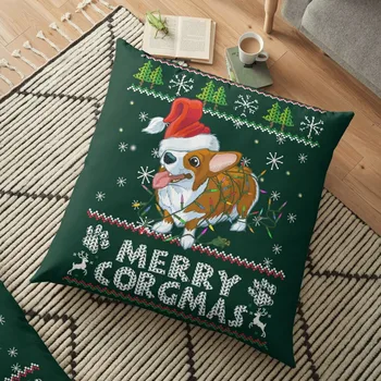 Jul Corgi Grimme Sweater-Gulvtæppe Trykt Jul Pudebetræk 2020 Indretning til Hjemmet Glædelig Jul Ornament Jul Xmas Gaver