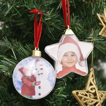 Jul Photo Sphere-Fem-stjernede Bolden Dekorationer juletræ Hængende Indretning Til Hjemmet Diy Part Børn Gaver