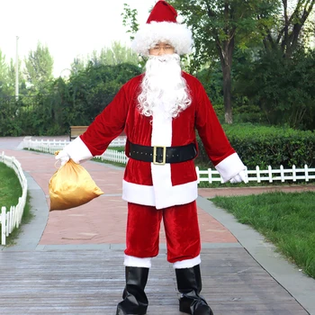 Juleferie Santa Claus Hat, Skæg Cosplay Kostume Til Santa Claus Tøj Fancy Kjole I Julegave Mænd Kostume Dragt Til Voksne