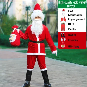Juleferie Santa Claus Hat, Skæg Cosplay Kostume Til Santa Claus Tøj Fancy Kjole I Julegave Mænd Kostume Dragt Til Voksne