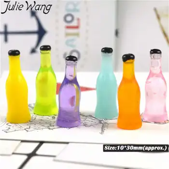 Julie Wang 10stk 30x10mm Sodavand Drikke Flaske Blandede Farver Charms Dekoration Halskæde Vedhæng Nøglering Smykker at Gøre Tilbehør