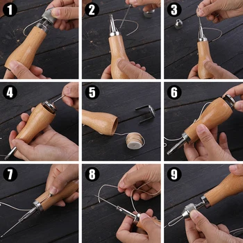 KAOBUY Syl Sy Kit Bærbare Syning Syl Hånd Stitcher Repair Tool Kit r med Nåle Vokset Tråde til Læder DIY-Processen