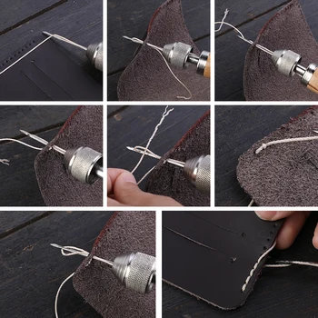 KAOBUY Syl Sy Kit Bærbare Syning Syl Hånd Stitcher Repair Tool Kit r med Nåle Vokset Tråde til Læder DIY-Processen