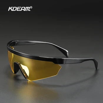KDEAM Et Stykke Form Sports Polariserede Solbriller Semi-Uindfattede Night Vision Goggles Overdimensioneret Spejl solbriller Mænd KD661 CE