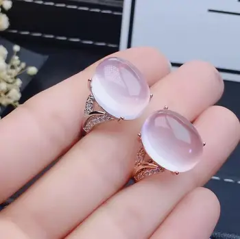 KJJEAXCMY boutique smykker 925 sterling sølv indlagt Naturlige Pink krystal Furong sten ring kvindelige modeller støtte påvisning