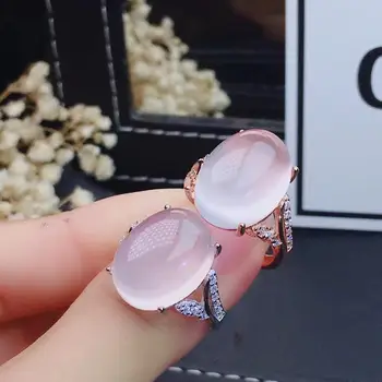 KJJEAXCMY boutique smykker 925 sterling sølv indlagt Naturlige Pink krystal Furong sten ring kvindelige modeller støtte påvisning