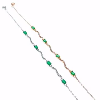 KJJEAXCMY boutique smykker 925 sterling sølv indlagt Naturlige emerald kvinder er smukke armbånd støtte påvisning