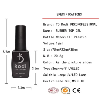 KODER Glitter Farve Gel Neglelak 12 ml Plastic Flaske Semi Permanent Base Matte Top Coat Sættetid Off UV-Led-Gel Til Nail Art