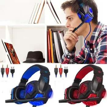Kablet over øret gaming headset med mic og led Gamer Headset Stereo Lyd gamer headset til mobiltelefon, Bærbare PC, ps4-Spil Headset