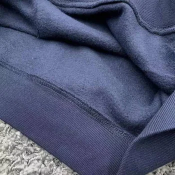 Kanye West Marineblå Sweatshirt Solid Fleece Mænd Kvinder Hættetrøjer Sweatshirts Hip-hop Reflekterende Trykt Logo O-Hals Jerry Tøj