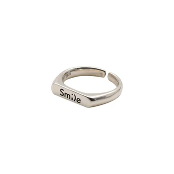 Karopel 925 Sterling Sølv Kæde Ringe til Kvinder Enkle Retro Åbning Smil pegefinger Kombination Ringe Engros