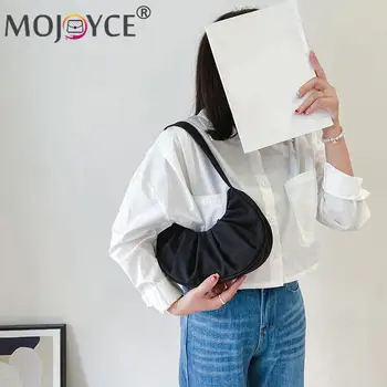 Kausale Nylon Farve Plisserede Blød Sky Håndtaske Mode Små Skulder Armhule Pung for Kvinder Folder Design Rejse Clutch Taske