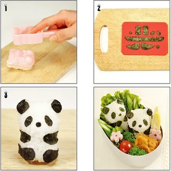 Kawaii DIY Sushi Forme Søde Lille Panda Form Ris Bold Skimmel Køkken Madlavning Værktøjer Moldes De Sushi