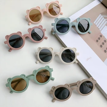 Kawaii Sød Bjørn Boks Børn Briller Harajuku Fashionable Kids Solbriller til Drenge og Piger, Baby Shades Brillerne UV400 Oculos