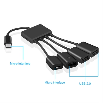 Kebidu Flere OTG 4 Port Type-C USB-Strømforsyning Opladning Hub Kabel-Stik Adapter USB 3.1 Type C-Hub 4 USB 2.0-Port HUB