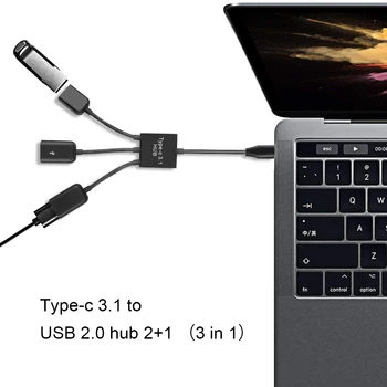 Kebidu Flere OTG 4 Port Type-C USB-Strømforsyning Opladning Hub Kabel-Stik Adapter USB 3.1 Type C-Hub 4 USB 2.0-Port HUB