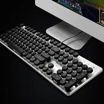 Keyclick Retro Runde Glødende Keycap Baggrundsbelyst 61-Tasten, Dual-Mode RGB-Baggrundsbelyst Gamer Mekanisk Tastatur Til PC