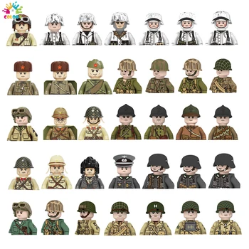 Kids Legetøj WW2 10 Stk/masse Mini Militære Tal byggesten 4 Side Design OS tyskere Sovjetiske Hær Soldater Legetøj Til Drenge Gaver