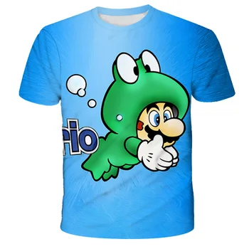 Kids T-shirt til Sommeren Drenge Piger Toppe Klassiske Spil Mario 3D-Print Sjov Baby, Småbørn Rund Hals Street Fashion