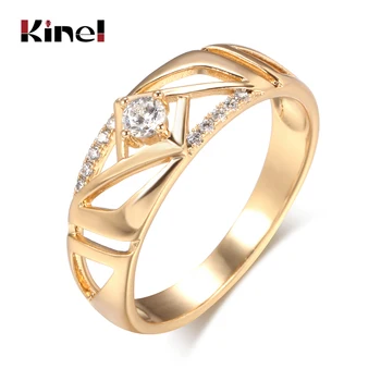 Kinel Hot Fashion Bride Bryllup Ringe 585 Guld Naturlige Zircon Ring for Kvinder Evige Vintage Fin Fest Smykker 2021 Ny