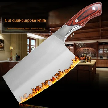 Kinesiske Køkken Kniv 4Cr13 High Carbon Cleaver Holdbar Kok Udskæring hakkekniv Ultra Skarpe Blade Farve Træ Håndtere Knive