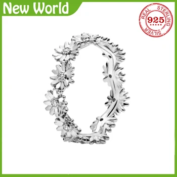 Klassisk 925 Sterling Sølv Princess Tiara Krone Mousserende Kærlighed Hjerte ,pando Ringe til Kvinder Engagement Smykker Jubilæum