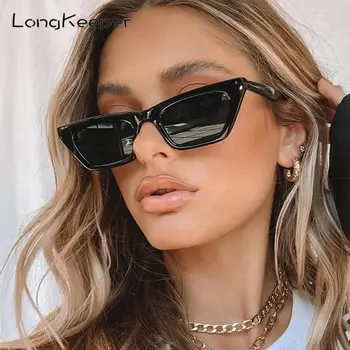 Klassiske Retro Cat Eye Solbriller Til Kvinder 2020 Nye Mode Små Firkantede solbriller Kvinder Beige Brillerne UV400 Zonnebril Dames