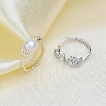 Klassiske Ringe, Resizable Design Ringe Base 925 Sølv Perle Ringe Indstillinger Kvinder DIY Perle Ringe Tilbehør Nr Pearl