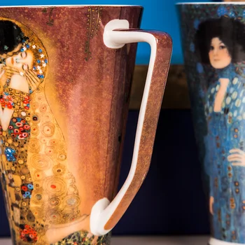 Klimts Maleri Kys Design Fine Bone China Kaffebæger & Van Gogh Design Kaffebæger Maleri