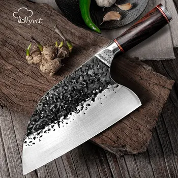 Kokkens Kniv Slagter Håndlavede Knive Smedet 5CR15MOV Rustfrit Stål Hak Kinesiske Cleaver Køkken Madlavning Værktøjer med Træ Håndtag