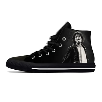Kongen af Pop Michael Jackson Rock Fashion Nyhed Casual Klud Sko High Top Letvægts Åndbar 3D-Print Mænd Kvinder Sneakers