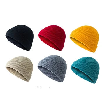 Koreanere Hat Efterår og Vinter Retro Dome Varm Kort Uld tåkappe Kalot Strikkede Hat Bucket Hat Huer til Kvinder