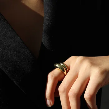 Koreanere S925 sterling sølv ring INS simple geometriske cirkelbane glat kvindelige ring temperament sølv ring