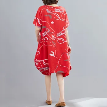 Korte ærmer bomuld blomstret vintage kjoler til kvinder casual løs midi-kvinde sommer kjole elegant tøj 2021
