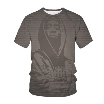 Kortærmet T-shirt 2PAC 3D-Print Streetwear Hiphop Hip Hop T-shirt Mænd og Kvinder, Sport og Fritid Tee Top Oversize T-shirt Blodprop
