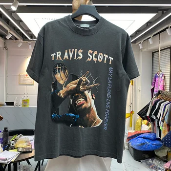 Kraftigt Stof, Cactus Jack Travis Scott T-shirt til Mænd, Kvinder Mode Top Tee Korte Ærmer oversized t-shirt harajuku