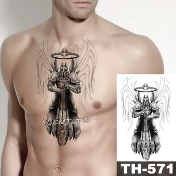 Kraniet Viking Samurai Kriger Midlertidige Tatoveringer Mærkat Ares Vandtæt Tatto Helt Vinger Body Art Arm Falske Tatovering Mænd Kvinder